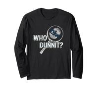Clue Who Dunnit? Searching Clues Distressed Style Art Maglia a Manica