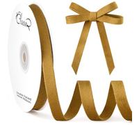 CLUEWR Nastro in velluto oro antico, double face, 9,5 cm, 9,1 m, per decorazioni per albero di Natale, confezioni regalo, fiocchi, artigianato fatto a mano, decorazione per ghirlande