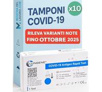 CLUNGENE - 10 x Tamponi Covid 19 Rapido 2025 Nasale, Kit Rapido Tampone per l'Antigene SARS-COV-2, Validato Nuove Varianti 2025. Sensibilità 100% a carica virale alta, Singolarmente imbustati 10 TEST