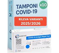CLUNGENE - 10 x Tamponi Covid 19 Rapido 2026 Nasale, Kit Rapido per l'Antigene SARS-COV-2, Validato Nuove Varianti 2025/2026. Sensibilità 100% a carica virale alta, Singolarmente imbustati 10 TEST
