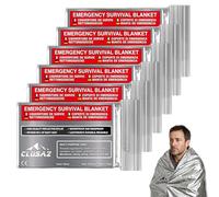 CLUSAZ 6 Copertine Termiche XL Riutilizzabili 210 × 160 cm - Isolamento Termico, Impermeabile e Anti-Vento - Campeggio, Auto, Emergenza Freddo