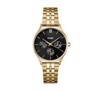 CLUSE Minuit Multifunzione, orologio da donna, cassa dorata, 34 mm, quadrante nero, cinturino in acciaio inossidabile