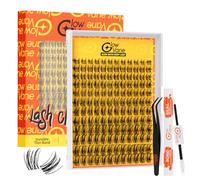 Cluster Lashes Kit, Glowvane Manga Cluster Lashes Kit, Reusable Eyelashes Individual Kit with Lash Bond and Seal and Lash Applicator, Easy DIY Eyelash Extension at Home(Manga 02-V04)