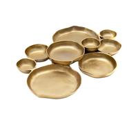 Cluster Serving Set - Metal 45cm, Decorative Bowl, Shiny Gold Finish | Gold Snack Dish, Round Appetizer Plate, 9-piece Combination For Potato Chips, Dips, Nuts, Home Dining, Parties, Weddings