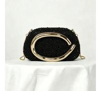 Clutch da sera da donna con strass, forma rettangolare arrotondata, borsa a mano con manico ovale curvo, borsa a tracolla alla moda, adatta per matrimoni, balli, feste di San Valentino Ritratto,Colore