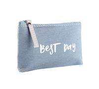 Clutch Nero Raso Donne Lettere Sacchetto Cosmetico Cerniera Portamonete Portafoglio Porta Carte Clutch Blu Rosso, Blu, taglia unica