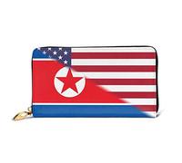 Clutch Piccolo Borsa American Flag And North Korean Flag Porta Monete Elegante Piccolo Portafoglio Adatta Portafoglio In Pelle Per Figlia, Madre, Adolescente