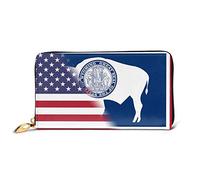 Clutch Piccolo Borsa American Flag And Wyoming State Flag Coin Purse Carino Portafoglio Multiuso Piccolo Portafoglio Per Adolescente, Ragazze, Uomo