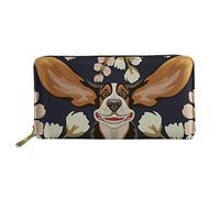 Clutch Piccolo Borsa Basset Hound Flower Pu Portamonete Stampato Portafoglio In Pelle Elegante Portamonete Da Donna Per Migliore Amico, Adolescente, Figlia