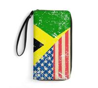 Clutch Piccolo Borsa U.S. And Jamaican Retro Flag Piccolo Portafoglio Carino Portafoglio In Pelle Con Cerniera Portamonete Da Donna Per Ragazze, Migliore Amico, Insegnante