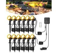 CLV Faretti da Giardino con Picchetto 12 IN 1, 35M Faretto Led da Esterno 2700K-6500K Dimmerabile Luci per Giardino con Spina europea 2400LM Lampade da Giardino Impermeabile IP66 per Cortile Albero