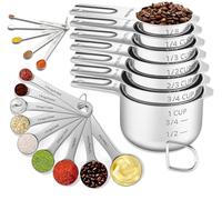 CLVEDU Confezione da 2 cucchiai dosatori, 1/4 di cucchiaino, 1/8 di TSP, 1/16 TSP, 1/32 TSP, 1/64 TSP Set di cucchiai dosatori in metallo, in acciaio inox, per cottura in forno, per polveri, spezie,