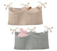 Clvsyh 2 organizer per letto per la cameretta dei bambini, organizer da appendere per lettino, organizer regolabile, lettino per bambini, fasciatoio per pannolini (verde fagiolino+cachi)