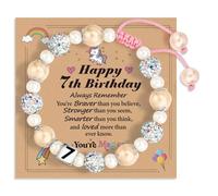 Clvsyh Braccialetto Con Perle Rosa Per Bambine, Braccialetto Regolabile Intrecciato A Mano, Braccialetto Regalo Per Scuola, Regalo Di Compleanno Per Figlia, Nipote, Sorella O Bambina