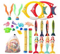 Clvsyh Set di giocattoli subacquei subacquei per piscina, giocattolo per bambini, sirene, per immersioni subacquee, tesori dei pirati con sacchetto con coulisse, set di giocattoli subacquei