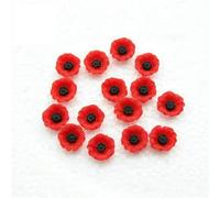 CLXLYU 100 fiori artificiali di papavero in resina con retro piatto, in miniatura, 12-23 mm, accessori per gioielli, decorazione per la casa, 12 mm