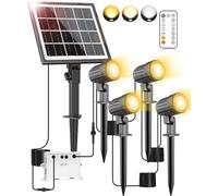 CLY Faretti Solari a LED da Esterno, 2700K 4000K 6000K Luci Solari da Giardino 2 Modalità Dinamiche Faretto Solare da Esterno 3 Luminosità Lampada Esterno Solare Timer Memoria Impermeabile IP66