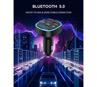 Clydek Trasmettitore FM per Auto, Bluetooth 5.0 Adattatore Audio per Autoradio con Doppia Porta di Ricarica USB, Caricabatteria Lettore MP3 Supporta Chiamate in Vivavoce, Lettore USB, Scheda SD