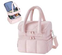 Clyfanesy Borsa Termica Porta Pranzo 11,8L,Borsa Pranzo Doppio Scomparto Pranzo Grande Portatile per Alimenti Caldi e Freddi da Viaggio,Borse Frigo Piccola Pranzo Ufficio per Uomo e Donna (Rosa)