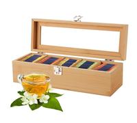 Clyfanesy Scatola da Tè,Contenitore per Bustine di Caffè, Scatola Porta Tè e Tisane 5 Scomparti 30x10x9cm per Bustine di Zucchero, Cialde di Caffè (Colore della vernice)