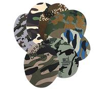 Clyhon 14 Pezzi Toppe Termoadesive, Forma Ovale Tessuto Mimetico Toppe Fai Artigianato Vestiti Patch Riparazione Kit Accessorio