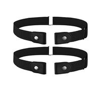 Clyhon 2 Pezzi Cintura Elastica Senza Fibbia Cintura Senza Fibbia Unisex Invisibile Elastico in Vita per Jeans (Nero)