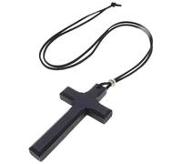 Clyhon Collana con Croce Cristiana Pasqua Collana Preghiere Collana con Ciondolo a Croce in Legno di Noce per Uomo Donna