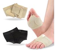 Clyhon Cuscinetti Metatarsali Danza Cuscinetto Proteggi Plantare per Danza, Antiscivolo - Cuscinetti Avampiede in Simil Pelle per Ginnastica, Pilates, 2 paires peau/noir S