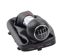 Clynex Auto 5 6 Pomello Del Cambio di Velocità Della Copertura for A3 S3 2001 2002 2003 Leva Pallamano Penna Con Ghetta In Pelle Boot caso collare Pomello del cambio(BLACK 6 Speed-Silver-Red)