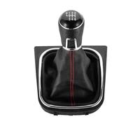Clynex Copri leva pomello cambio 5/6 velocità, for Golf, 5 6, for Jetta, V VI, for Scirocco, set in pelle nera con cuffia for bagagliaio Pomello del cambio(BLACK 6 Speed)
