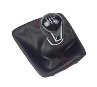 Clynex Copri pomello cambio auto 5/6 velocità, for Seat, Leon III 3 MK3 2012-2017 Leva in pelle Ghetta for bagagliaio Accessori auto Pomello del cambio(BLACK 5 Speed Red Line)