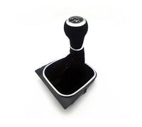 Clynex Copri pomello cambio manuale 5/6 velocità, for Golf, 5 6 MK5 MK6 R32 GTI 04-09 Con ghetta in pelle scamosciata rossa Car Styling Pomello del cambio(BLACK 5Speed-Black)