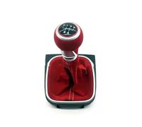 Clynex Copri pomello cambio manuale 5/6 velocità, for Golf, 5 6 MK5 MK6 R32 GTI 04-09 Con ghetta in pelle scamosciata rossa Car Styling Pomello del cambio(BLACK 5Speed-Red)