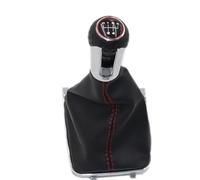 Clynex Maniglia dell'interruttore a leva del pomello del cambio in pelle, for Golf, 7 A7 MK7 GTI GTD 2013 2014-2018 Maniglia del cambio manuale 5 6 velocità Pomello del cambio(BLACK 5 speed red line)
