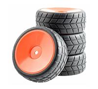 Clynex Pneumatici 4P con Ruota in Spugna, for HSP, for HPI, 1/10 1.10 On-Road Touring Car Pneumatici per Auto RC(Red Wheel)