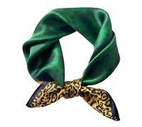 Clysoru Sciarpe da donna dai colori vivaci, sciarpa quadrata leggera e setosa, 69,8 x 69,8 cm, Stampa leopardata verde, 27.5*27.5 in