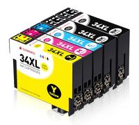 Clywenss 34 cartucce XL compatibili con Epson 34XL Multipack cartucce per Workforce Pro WF-3720 WF-3725 WF-3720DWF WF-3725DWF WF3720 WF3725, confezione da 5 cartucce (2 cartucce di inchiostro ciano,