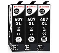 Clywenss 407XL 407 XL Cartucce d'inchiostro Nero Compatibili con Epson WorkForce Pro WF-4745DTWF WF-4745 WF4745 DTWF WF4745DTWF Stampante, 3-Pezzi