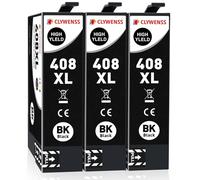 Clywenss 408L 408XL 408 XL Cartucce d'inchiostro Nero Compatibili con Epson WorkForce Pro WF-C4310DW WF-C4810DTWF WF-C4310 WF-C4810 WFC4310 WFC4810 Stampante, 3-Pezzi