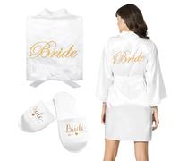 CLZEPHYR Vestaglia Sposa Donna in Raso Vestaglia Kimono Sposa Pigiama Donna Camicia da Notte per Nozze