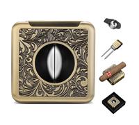 CLZOONG Tagliasigari a V 4 in 1, multifunzione, con perforatore per sigari, ago doppio e supporto, accessori per sigari in acciaio inox, confezione regalo (oro)