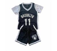 CLZWFZ Falso Costume da Basket per Bambini a Due Pezzi, Maglia da Basket a Maniche Corte e Pantaloncini, Tuta Sportiva, Costume di Prestazione, Regalo per i Ragazzi e Le Ragazze,11a # Black,L