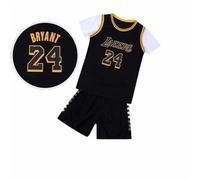 CLZWFZ Falso costume da basket per bambini a due pezzi, maglia da basket a maniche corte e pantaloncini, tuta sportiva, costume di prestazione, regalo per i ragazzi e le ragazze,24# black,XXL