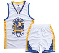 CLZWFZ Set Basket per Bambini 2 Pezzi,Set da Basket Unisex per Bambini 2-16 Anni,Maglia Basket per Bambini,Bianca,L