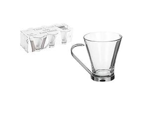 CM 156883 Tazza in vetro caffè con latte manico in metallo 200 ml