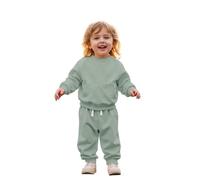 CM C&M WODRO Abbigliamento per bambini e bambine, felpa + pantaloni, set di 2 pezzi, abbigliamento per neonati, tinta unita, con tasche, comoda e calda, a maniche lunghe, verde chiaro, 5-6 Jahre