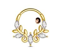 CM Crareesi Mania Anello per setto nasale 16G Daith Piercing Gioielli Acciaio Chirurgico 316L Helix Hoop Argento Oro Cartilagine Orecchini Cerchio Chiaro CZ Foglia Septum Daith Clicker Piercing