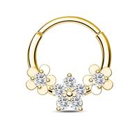 CM Crareesi Mania Daith Piercing gioielli fiore anello setto in acciaio inossidabile 316L 16G Helix Hoop Clear CZ Daith Clicker anello 10 mm cartilagine orecchino a cerchio setto gioielli per donne