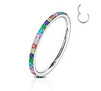 CM Crareesi Mania Helix Setto Orecchini Arcobaleno 16G/18G/20G Cartilagine Conch Piercing Gioielli Acciaio Inossidabile 316L Cubic Zirconia Anelli Incernierato Orecchini Cerchio Clicker Anelli Donna