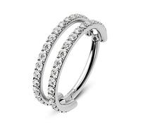CM Crareesi Mania Orecchini a Cerchio Piccoli per Donna in Argento Oro 16G 316L acciaio inox Orecchini Cartilagine Doppio Clear Cubic Zircone incernierato Segmento Clicker